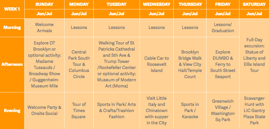 summer camp anglais New York summer camp USA